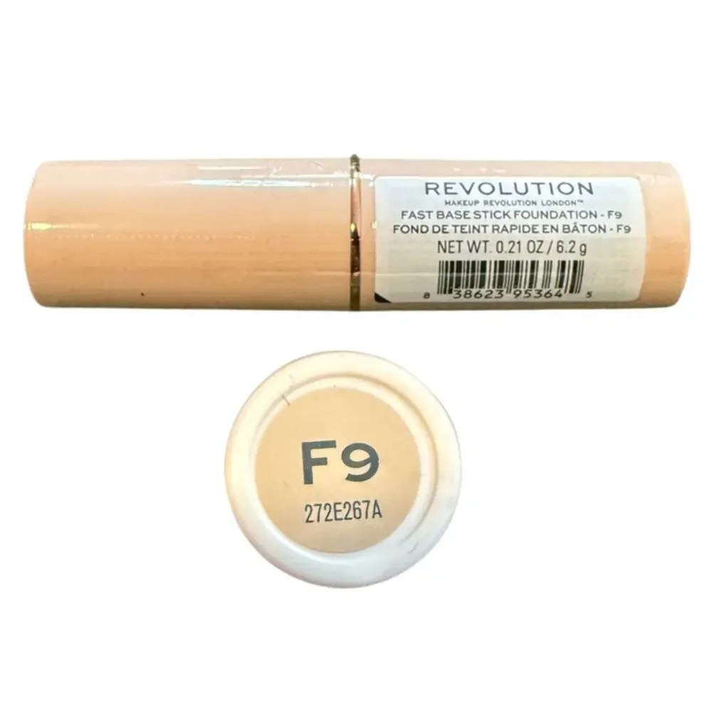 Makeup Revolution Fast Base Stick Foundation – F9 ✨ 6.2g NEW Sealed | Vegan